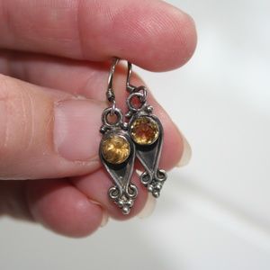 Sterling Yellow Citrine Dangle Earrings